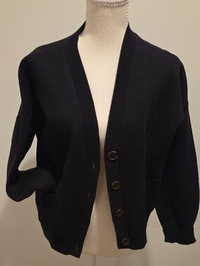 LOFT Black Medium Button-Up Cardigan